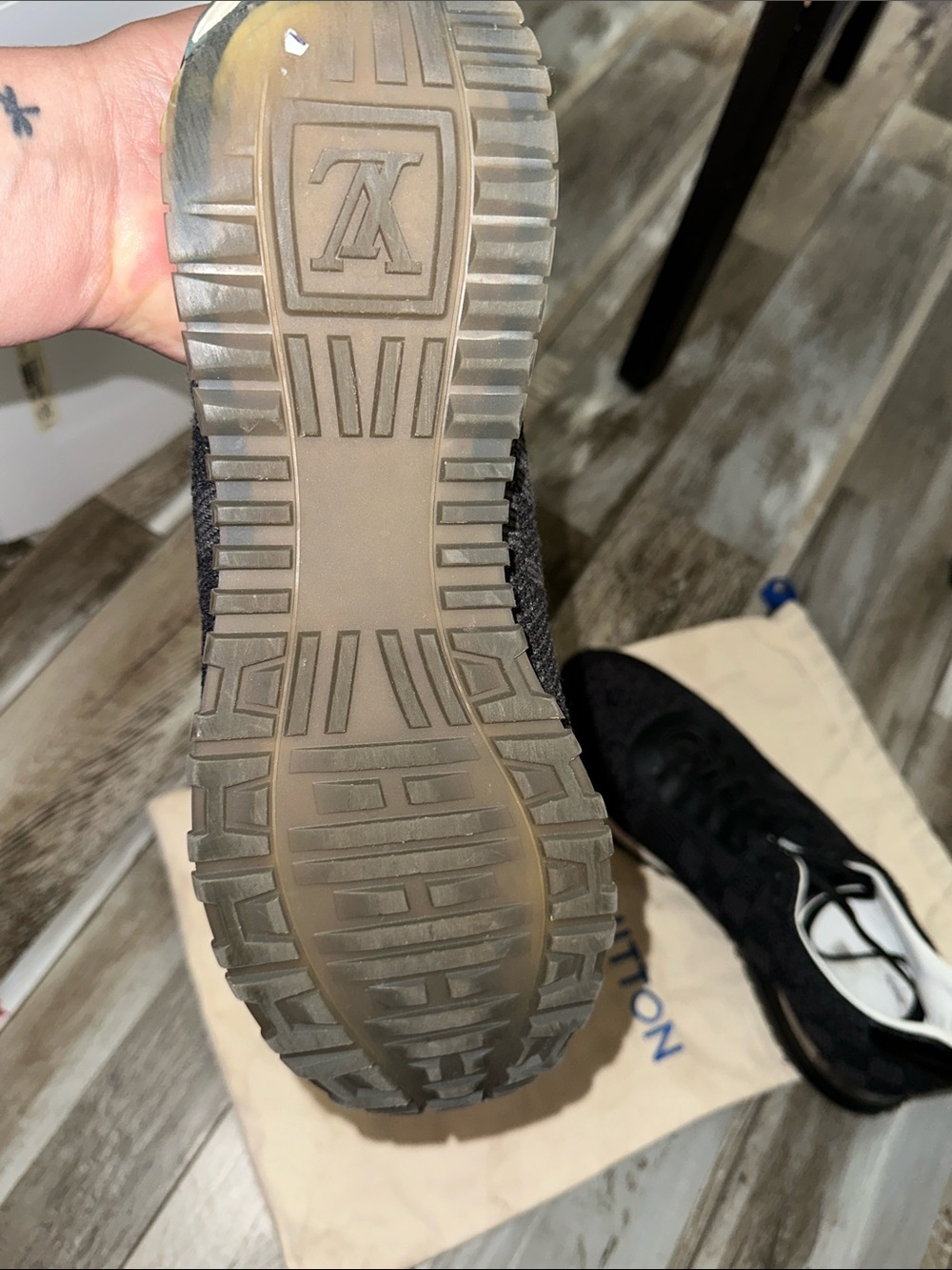 Louis Vuitton Black Knit Low-Top Sneakers with White Inner Trim - Picture 5 of 10